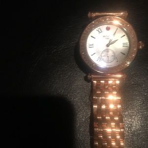 Designer Michele rose gold watch with diamonds